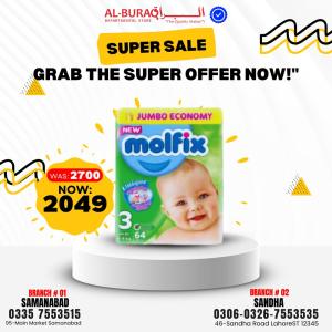 Molfix Pampers New Pack, Jumbo Economy Pack of 64