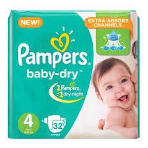 Pampers - Extra Absorb Channels Baby Dry – 32 Diapers | Jumbo Pack